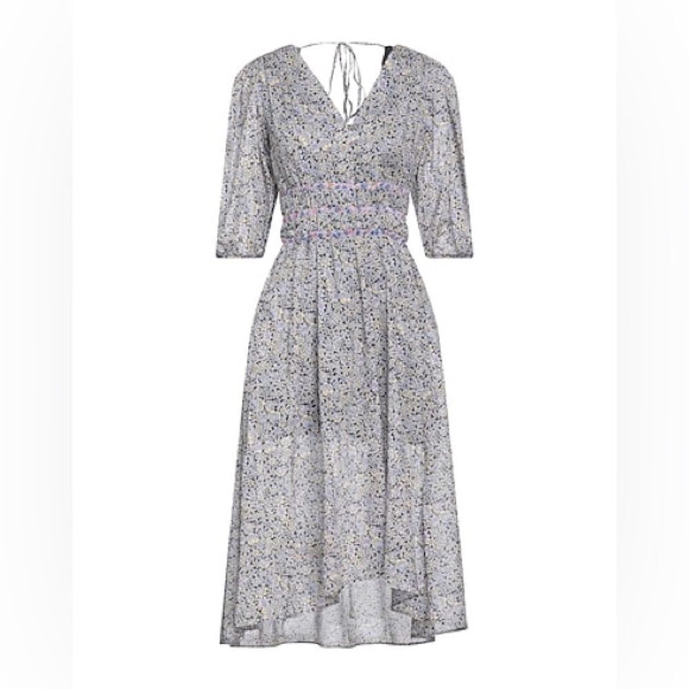 NWT MAJE Gathered floral-print cotton-voile midi dress
